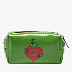 The Grinch x Revolution Green Red Top Zip PVC Mini Cosmetic Bag